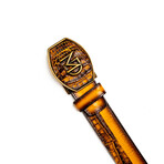 Texas // Caiman & Calf Leather Belt // Mustard Brown (36)