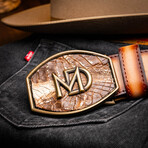 Montana // Caiman & Calf Leather Belt // Stone Brown (36)