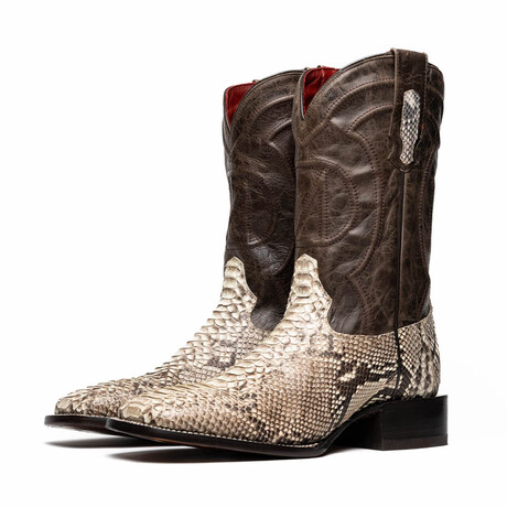 Missouri // Python Leather Western Boots // Natural (7)