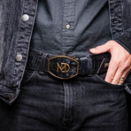 Montana // Caiman & Calf Leather Belt // Black (36)