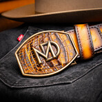 Montana // Caiman & Calf Leather Belt // Mustard Brown (36)