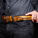 Montana // Caiman & Calf Leather Belt // Mustard Brown (36)