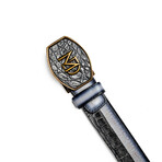 Texas // Caiman & Calf Leather Belt // Stone Gray (36)