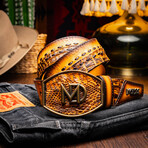 Montana // Caiman & Calf Leather Belt // Mustard Brown (36)