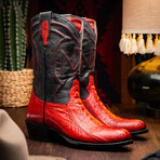 Denver Ostrich Leg Western Boots // Red (10)
