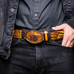 Montana // Caiman & Calf Leather Belt // Mustard Brown (36)