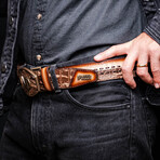 Montana // Caiman & Calf Leather Belt // Stone Brown (36)
