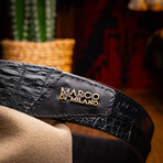 Texas // Caiman & Calf Leather Belt // Black (36)