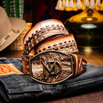 Montana // Caiman & Calf Leather Belt // Stone Brown (36)