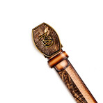 Texas // Caiman & Calf Leather Belt // Stone Brown (36)