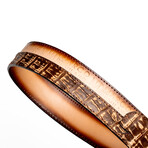 Texas // Caiman & Calf Leather Belt // Stone Brown (36)