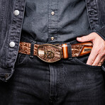 Montana // Caiman & Calf Leather Belt // Stone Brown (36)