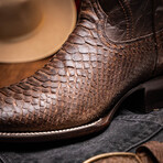 Missouri // Python Leather Western Boots // Brown (7)