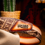 Texas // Caiman & Calf Leather Belt // Stone Brown (36)