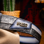 Texas // Caiman & Calf Leather Belt // Stone Gray (36)