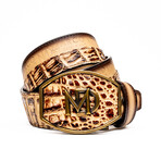 Texas // Caiman & Calf Leather Belt //Stone Orix (36)