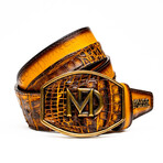 Texas // Caiman & Calf Leather Belt // Mustard Brown (36)