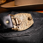 Texas // Caiman & Calf Leather Belt // Black (36)