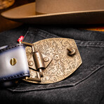 Texas // Caiman & Calf Leather Belt // Stone Gray (36)