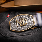 Texas // Caiman & Calf Leather Belt // Stone Gray (36)