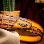 Texas // Caiman & Calf Leather Belt // Mustard Brown (36)