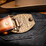 Texas // Caiman & Calf Leather Belt // Stone Brown (36)