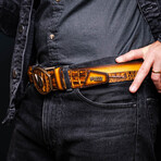 Texas // Caiman & Calf Leather Belt // Mustard Brown (36)