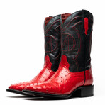 Alabama Ostrich Quill Western Boots // Red (10)