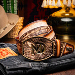 Texas // Caiman & Calf Leather Belt // Stone Brown (36)