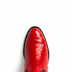 Savannah // Ostrich Quill Leather Western Boots // Red (10)