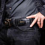 Iowa // Caiman Leather Belt // Black (36)
