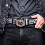 Texas // Caiman & Calf Leather Belt // Stone Gray (36)
