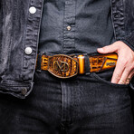 Texas // Caiman & Calf Leather Belt // Mustard Brown (36)