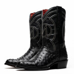 Savannah // Ostrich Quill Leather Western Boots // Black (10)