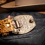 Iowa // Caiman Leather Belt // Mustard Brown (36)