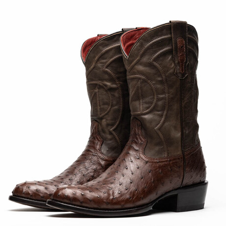 Savannah // Ostrich Quill Leather Western Boots // Kango Tabac (10)