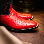 Alabama Ostrich Quill Western Boots // Red (10)