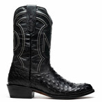 Savannah // Ostrich Quill Leather Western Boots // Black (10)