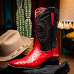 Alabama Ostrich Quill Western Boots // Red (10)