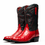 Savannah // Ostrich Quill Leather Western Boots // Red (10)