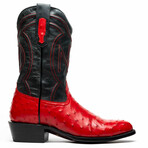 Savannah // Ostrich Quill Leather Western Boots // Red (10)