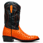 Savannah // Ostrich Quill Leather Western Boots // Orange (10)