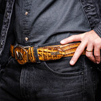 Iowa // Caiman Leather Belt // Mustard Brown (36)