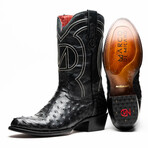 Savannah // Ostrich Quill Leather Western Boots // Black (10)