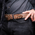 Iowa // Caiman Leather Belt // Brown (36)