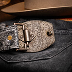 Iowa // Caiman Leather Belt // Stone Gray (36)
