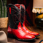 Alabama Ostrich Quill Western Boots // Red (10)