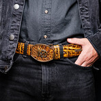 Iowa // Caiman Leather Belt // Mustard Brown (36)