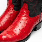 Savannah // Ostrich Quill Leather Western Boots // Red (10)