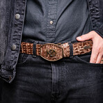 Iowa // Caiman Leather Belt // Brown (36)